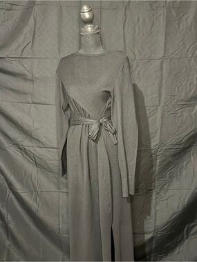 Isabel Maternity Long Sleeve Knit Wrap Tie Front Maxi Dress Black NWT XL